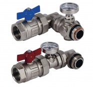 Set valvola a sfera a squadra Geberit con termometro Set valvola a sfera a squadra Geberit con termometro